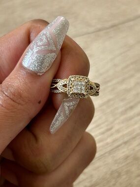 Gold and Diamond Halo Ring - Women's Elegant Cocktail Band